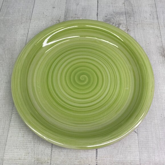 Royal Norfolk Greenbrier Spring Green Swirl Stoneware 10.5" Dinner Plates Set 4 - Picture 8 of 16